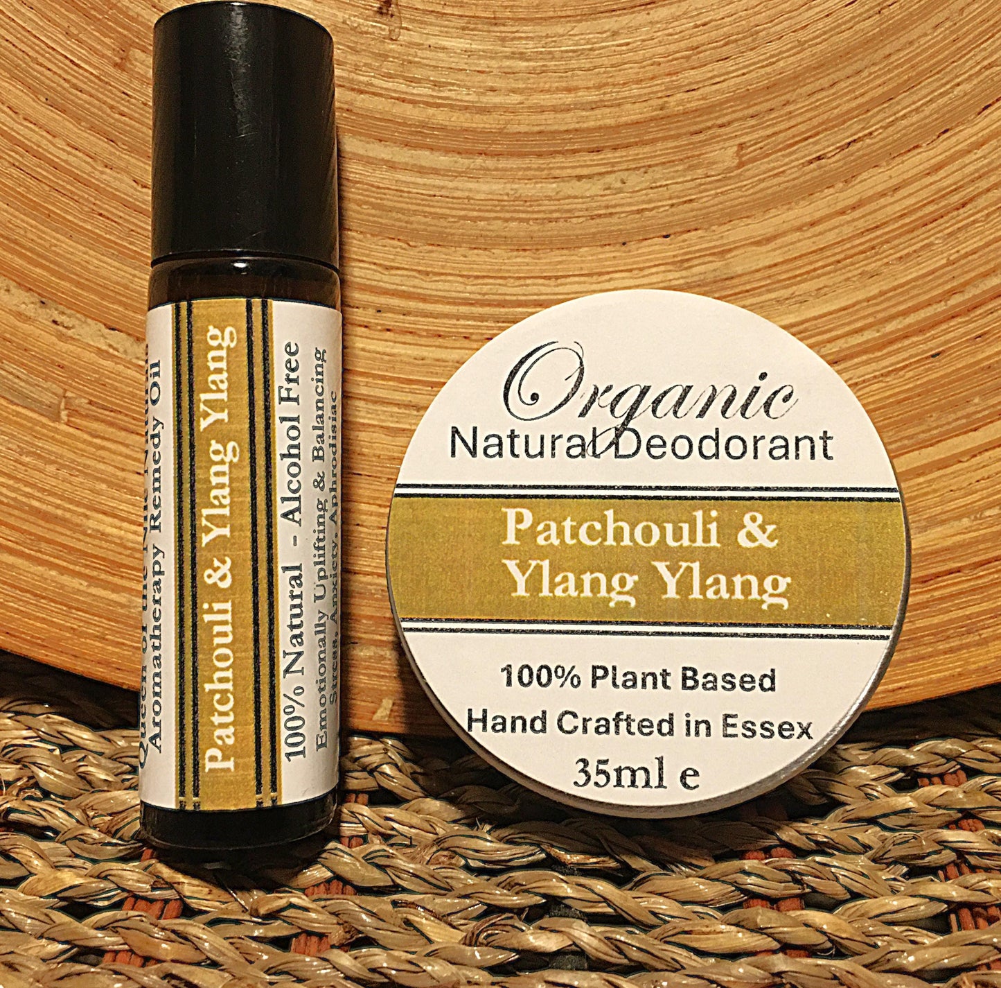 Patchouli Ylang Ylang rollerball/Deodorant set - Vegan - Bicarbonate Soda Free